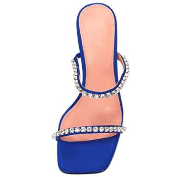 VETASTE Heeled Sandals for Women Square Toe Two Strap Party Wedding Satin Heels