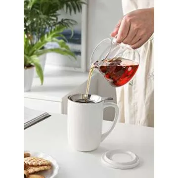 Sweese 20 OZ Porcelain Tea Mug with Infuser and Lid - Perfect Gift for Tea Lovers!