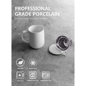 Sweese 20 OZ Porcelain Tea Mug with Infuser and Lid for Tea Lovers