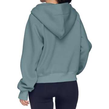 Lapeter Scuba Dupes Sweatshirt Long Sleeve Cropped Sweatshirt Zip Up Hoodies for Women Green L