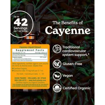Herb Pharm Certified Organic Cayenne Extract for Cardiovascular and Circulatory Support - 1 Ounce