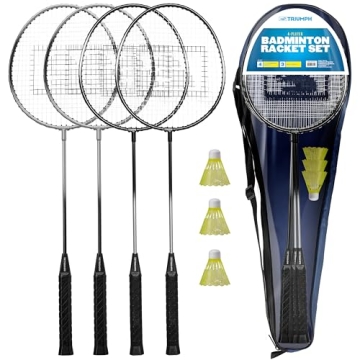 Triumph Sports 4-Player Badminton Set with Rackets and Shuttlecocks