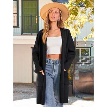 LILLUSORY Women's Oversized Long Cardigan Sweaters 2024 Fall Trendy Coatigan Jackets Knit Business C...