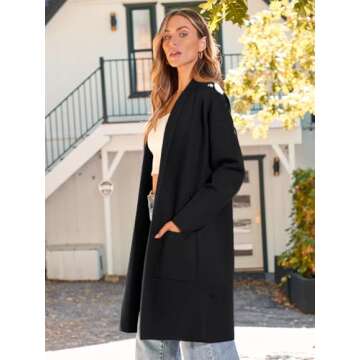 LILLUSORY Women's Oversized Long Cardigan Sweaters 2024 Fall Trendy Coatigan Jackets Knit Business Casual Outfits Black