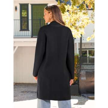 LILLUSORY Women's Oversized Long Cardigan Sweaters 2024 Fall Trendy Coatigan Jackets Knit Business Casual Outfits Black
