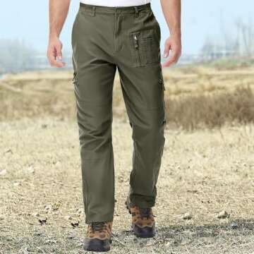 CRYSULLY Men’s Fall Relaxed-fit Cotton Woodland Army Cargo Trousers