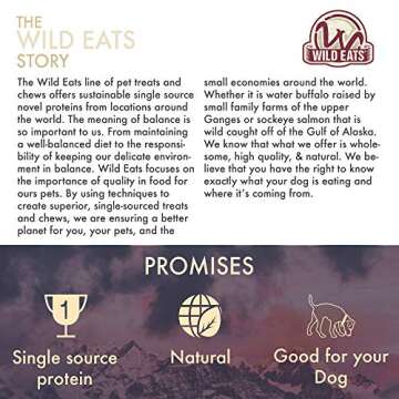 Wild Eats Water Buffalo Horn No Hide Dog Bones & Chews (All Natural Single Source Protein, Grain Free Treat, Long Lasting Dog Chews & Bones (2 Pack, Medium-Horn)