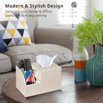 BLIENCE Stylish PU Leather Tissue Box Cover for Home