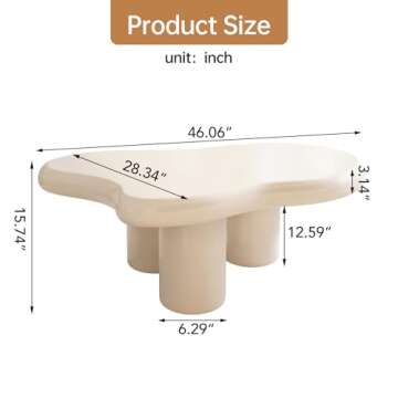 Guyii Cloud Coffee Table, Modern White Coffee Table for Living Room, Cute Irregular Indoor Tea Table with 3 Legs, Easy Assembly (White, 46.06 Inch)