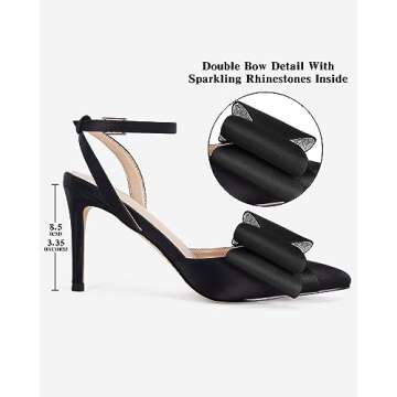 Coutgo Bow Black Heels - Elegant Comfortable Women’s Shoes