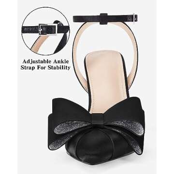 Coutgo Bow Black Heels - Elegant Comfortable Women’s Shoes