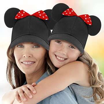 ABG Accessories Little Girls' Minnie Mouse Ears Hat, Set of 2 for Mommy 2-4 Or Adult and Size, 4-7 Y...