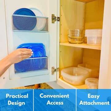 Slim Caddy ORIGINAL Cabinet Door Organizer | Optimize Your Cabinet Space | Kitchen Plastic Lids Orga...