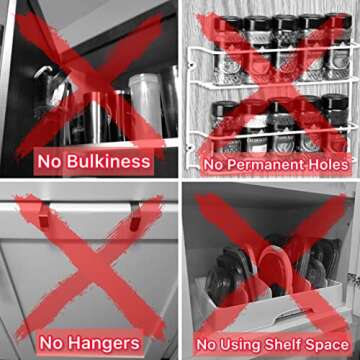 Slim Caddy ORIGINAL Cabinet Door Organizer | Optimize Your Cabinet Space | Kitchen Plastic Lids Organizer, Bathroom Accessories, Under Sink Organizer, and More | 2 PK, 8”L x 3.5”H x 1.8”D each