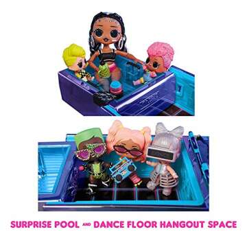 LOL Surprise Dance Machine Car with Exclusive Doll, Surprise Pool and Dance Floor, Multicolor and Magic Blacklight, for Kids