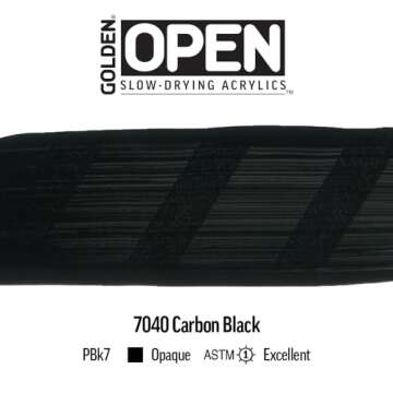 OPEN Slow-Drying Acrylics by GOLDEN, Carbon Black, 5 fl oz. tube, Professional Acrylic Paint, Opaque