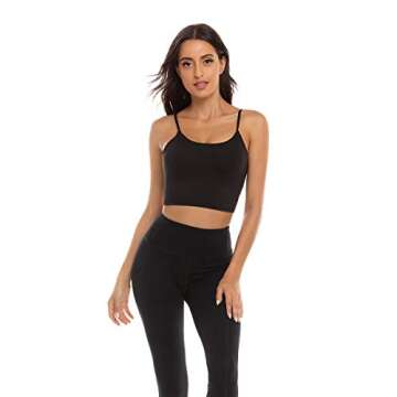 FORLAND Crop Top Sports Bras for Women - Womens Longline Sports Bra High Support Workout Yoga Bra Tops,Small,Black 2