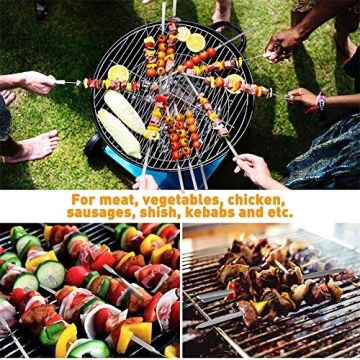 12PCS Stainless Steel BBQ Skewers for Perfect Grilling