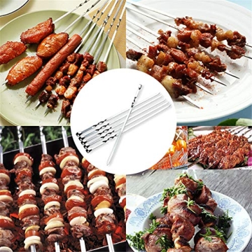 12PCS Stainless Steel BBQ Skewers for Perfect Grilling