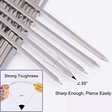 12PCS Stainless Steel BBQ Skewers for Perfect Grilling