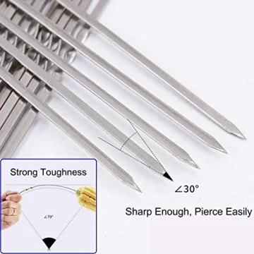 12PCS Stainless Steel BBQ Skewers for Perfect Grilling