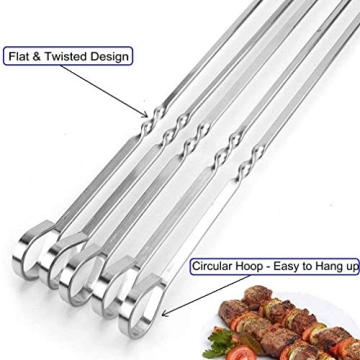12PCS Stainless Steel BBQ Skewers for Perfect Grilling