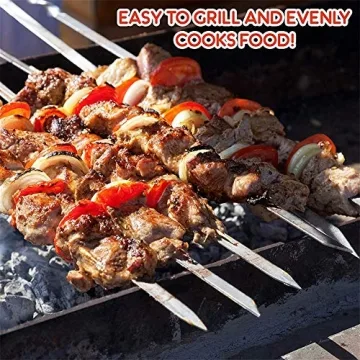 12PCS Stainless Steel BBQ Skewers for Perfect Grilling