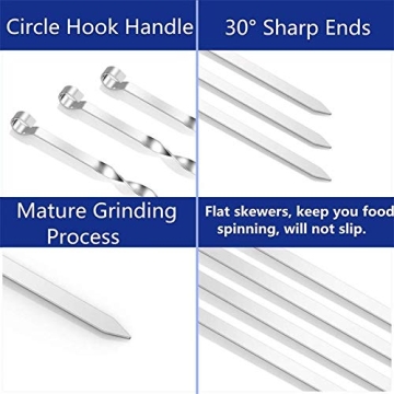 12PCS Stainless Steel BBQ Skewers for Perfect Grilling