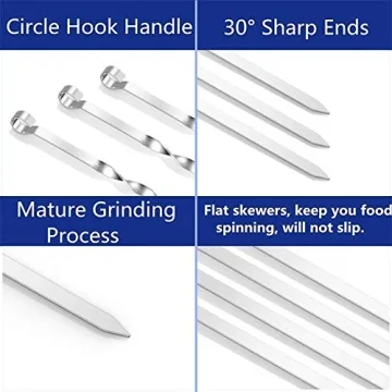 12PCS Stainless Steel BBQ Skewers for Perfect Grilling