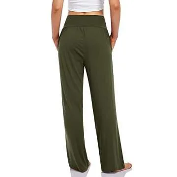 UEU Women's Casual Loose Wide Leg Cozy Pants Yoga Sweatpants Comfy High Waisted Sports Athletic Lounge Pants with Pockets