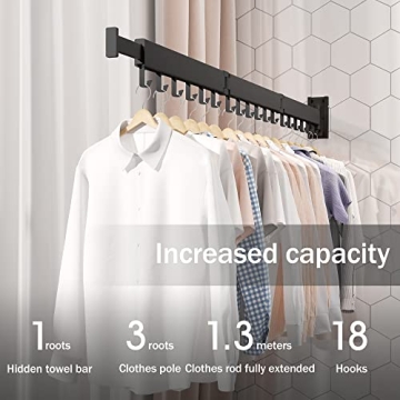 LIENAHU Wall Mount Clothes Drying Rack for Efficient Laundry