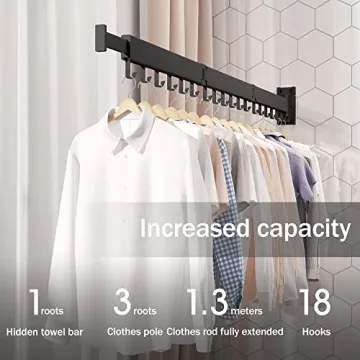 LIENAHU Wall Mount Clothes Drying Rack for Efficient Laundry
