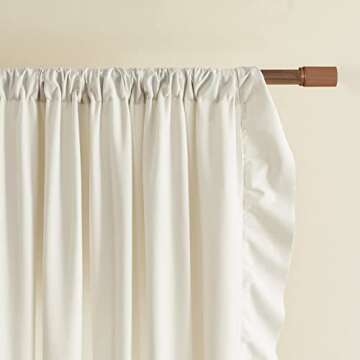 FOLKSIDE Cream Curtains 96 Inches Long for Living Dining Room Girls Bedroom 2 Panels Set Ivory Priscilla Ruffle Drapes Rod Pocket Large Window Curtains Decor for Room Divider Office, 52''x 96''