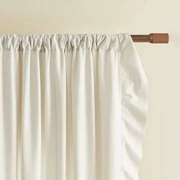 FOLKSIDE Cream Curtains 96 Inches Long for Living Dining Room Girls Bedroom 2 Panels Set Ivory Priscilla Ruffle Drapes Rod Pocket Large Window Curtains Decor for Room Divider Office, 52''x 96''