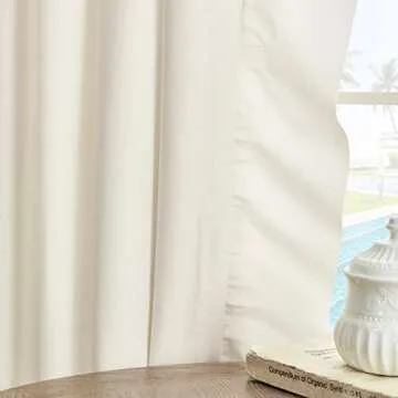 FOLKSIDE Cream Curtains 96 Inches Long for Living Dining Room Girls Bedroom 2 Panels Set Ivory Priscilla Ruffle Drapes Rod Pocket Large Window Curtains Decor for Room Divider Office, 52''x 96''