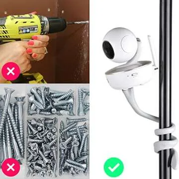 iTODOS Baby Monitor Mount Compatible with Nanit Pro Smart Baby Monitor & Flex Stand,Arlo,Versatile Twist Mount Without Tools or Wall Damage,Travel Baby Monitor Accessory-Gray