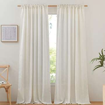 NICETOWN Linen Curtains & Drapes 95 inch Length 2 Panels, Rod Pocket & Back Tab Linen Blend Semi She...