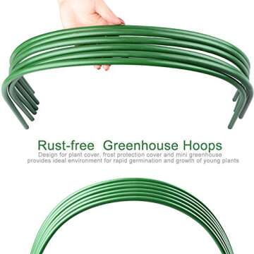 ASSR 6Pack Greenhouse Support Hoops, 4ft Long Steel Plastic Coated Hoops Garden Grow Tunnel