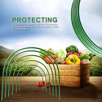 ASSR 6Pack Greenhouse Support Hoops, 4ft Long Steel Plastic Coated Hoops Garden Grow Tunnel