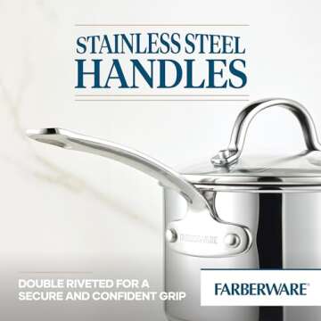 Farberware Millennium Stainless Steel Nonstick Cookware Set, 10-Piece Pot and Pan Set, Stainless Steel