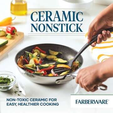 Farberware Millennium Stainless Steel Nonstick Cookware Set, 10-Piece Pot and Pan Set, Stainless Steel