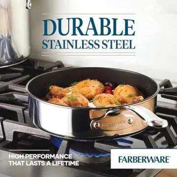 Farberware Millennium Stainless Steel Nonstick Cookware Set, 10-Piece Pot and Pan Set, Stainless Steel