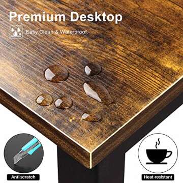 Aquzee Computer Desk with Hutch Bookshelves, 55 Inch Home Office Writing Desk with Space Saving Design, Gaming Table Organized Desk with Storage Shelves Bookshelf Easy Assemble, Rustic Brown