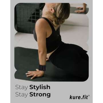 kure.fit Adjustable Wrist & Ankle Weights Set - 1lb Pairs | Versatile for Yoga, Walking, Running, Barre, Pilates, Cardio & Aerobics | Wearable Bracelets for Women & Men | Home & Gym Workouts | Black