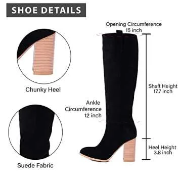 Erocalli Women's Knee High Fashion Boots - Chunky Block Heel