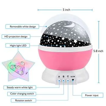 RICTLY Night Light for Kids, Kids Night Light, Star Night Light, Nebula Star Projector 360 Degree Rotation - 4 LED Bulbs 12 Light Color Changing with USB Cable, Romantic Gifts for Men Women Children