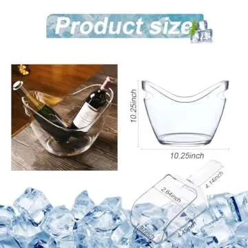 Beverage Tubs for Parties Plastic Ice Bucket for Cocktail Bar Clear Acrylic Wine Bucket with Scoops Drink Bucket Cooler for Chiller Bin for Champagne or Beer (4 L)