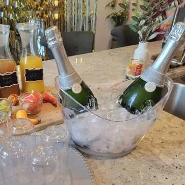 Beverage Tubs for Parties Plastic Ice Bucket for Cocktail Bar Clear Acrylic Wine Bucket with Scoops Drink Bucket Cooler for Chiller Bin for Champagne or Beer (4 L)