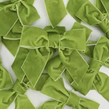 AIMUDI Apple Green Velvet Bows 4.5" Green Velvet Easter Bows Premade Bows Green Twist Tie Bows for Wreaths, Gift Basket, Spring Holiday Decor, Gift Wrapping, Swag, Wedding Decor - 12 PCs