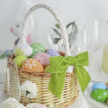 AIMUDI Apple Green Velvet Bows 4.5" Green Velvet Easter Bows Premade Bows Green Twist Tie Bows for Wreaths, Gift Basket, Spring Holiday Decor, Gift Wrapping, Swag, Wedding Decor - 12 PCs